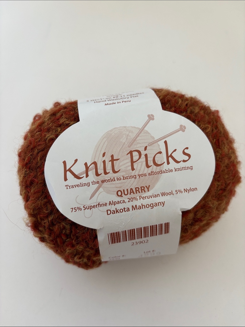 Knit Picks Superfine Alpaca Peruvian Wool Quarry Dakota Mahogany Yarn (1) Skien